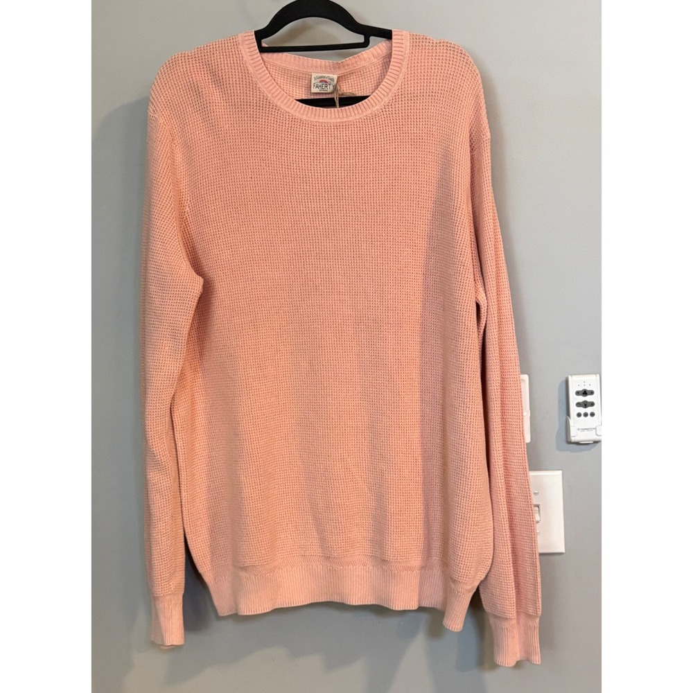 Faherty Brand Sunwashed Crewneck Sweater Coral Dawn Organic Cotton Size‎ XXL New
